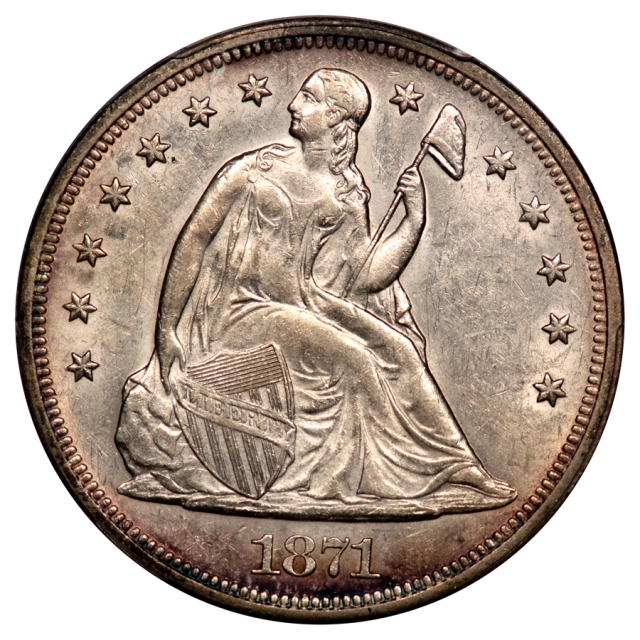 1871 $1 Liberty Seated Dollar PCGS AU58 (CAC)