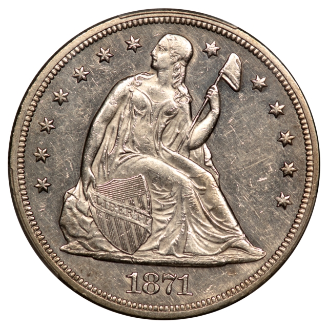 1871-CC $1 Liberty Seated Dollar PCGS AU58